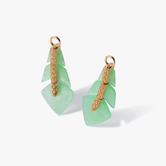 Flight 18ct Yellow Gold Jade Feather Earring Drops
